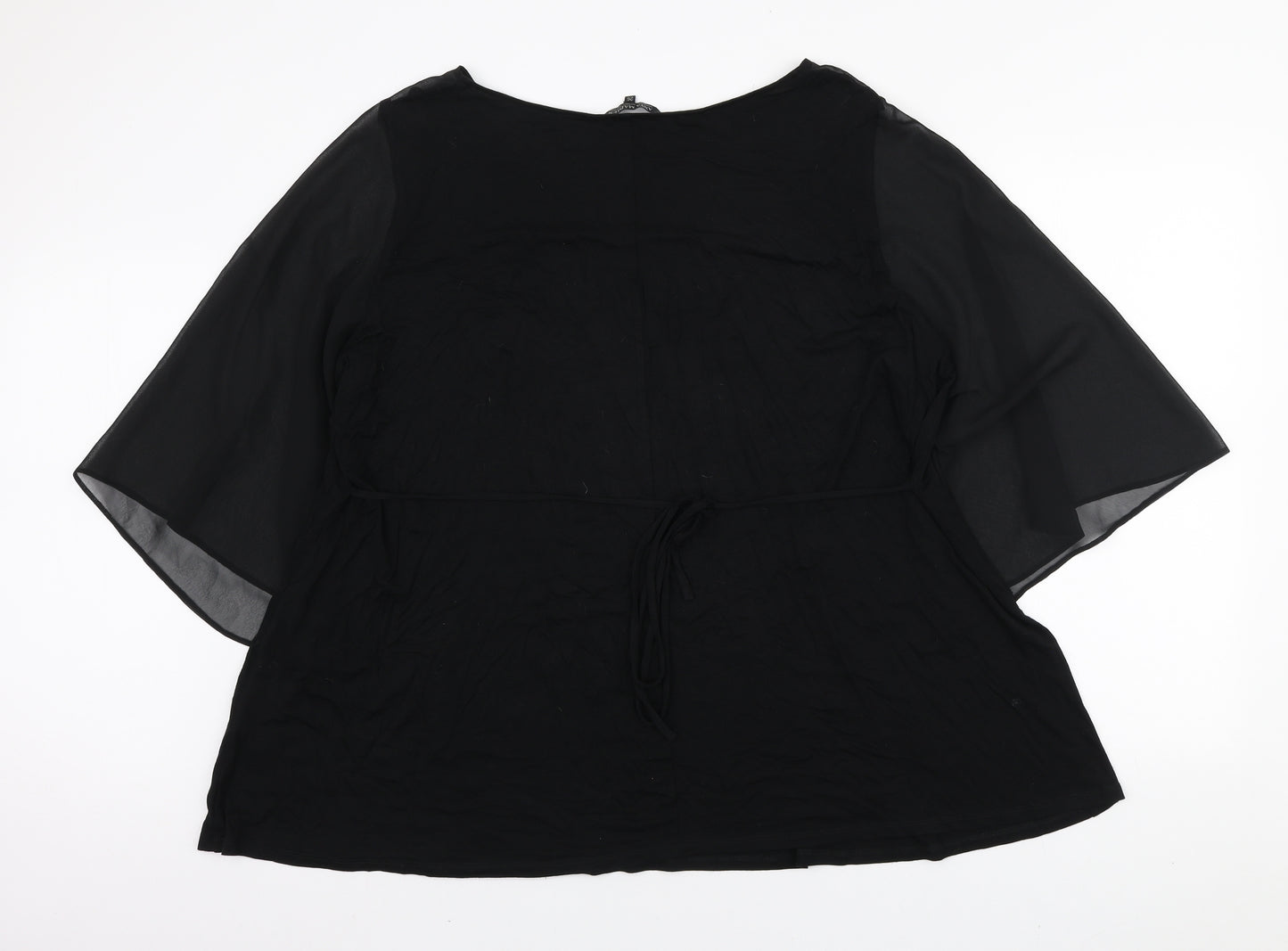 M&Co Womens Black Polyester Basic Blouse Size 26 Round Neck
