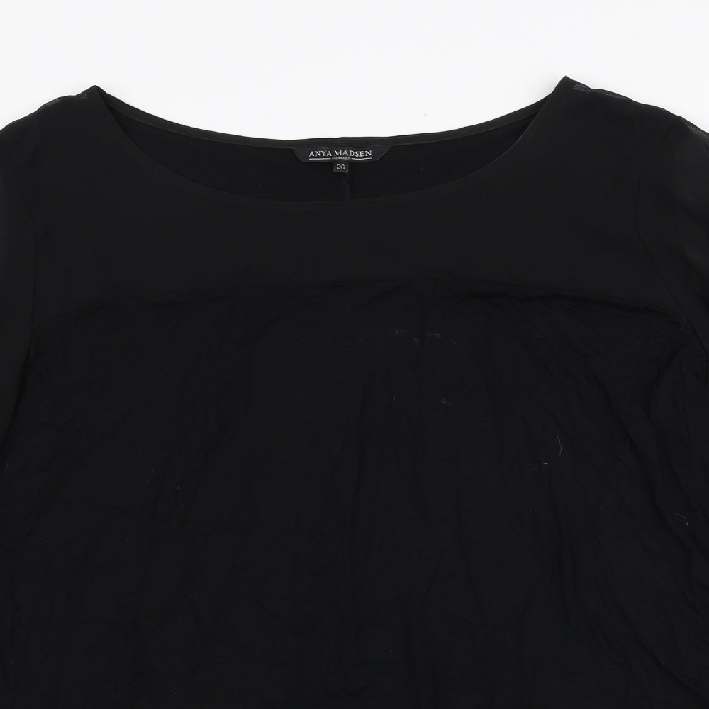 M&Co Womens Black Polyester Basic Blouse Size 26 Round Neck