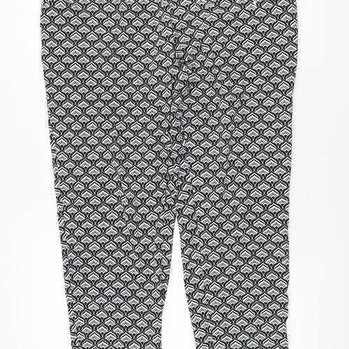 New Look Womens Black Geometric Polyester Trousers Size 12 L27 in Regular Tie