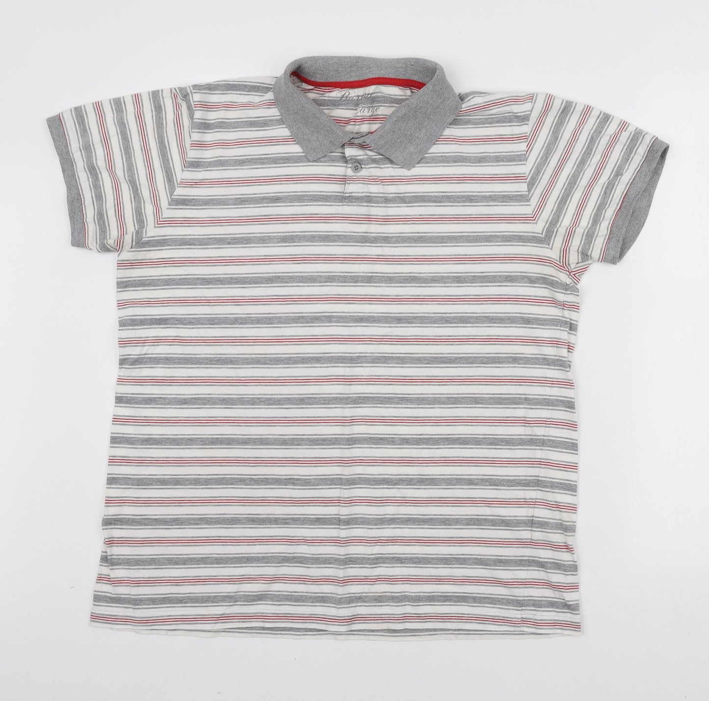 Burton Mens Multicoloured Striped Cotton Polo Size L Collared Button