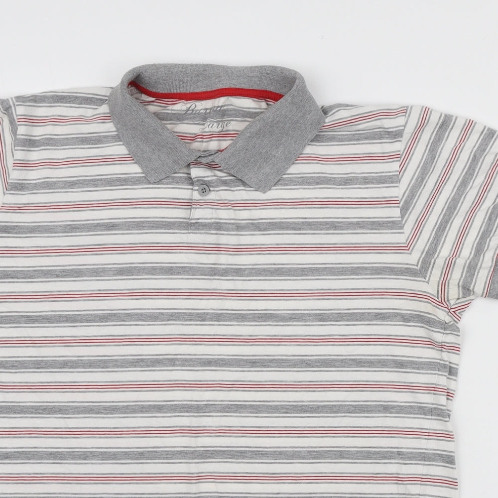 Burton Mens Multicoloured Striped Cotton Polo Size L Collared Button