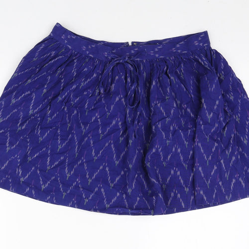 Gap Womens Blue Geometric Cotton Mini Skirt Size 6 Tie