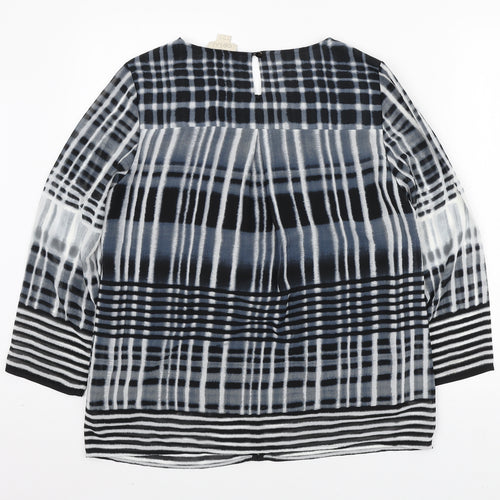 Celuu Womens Blue Geometric Polyester Basic Blouse Size 12 Round Neck