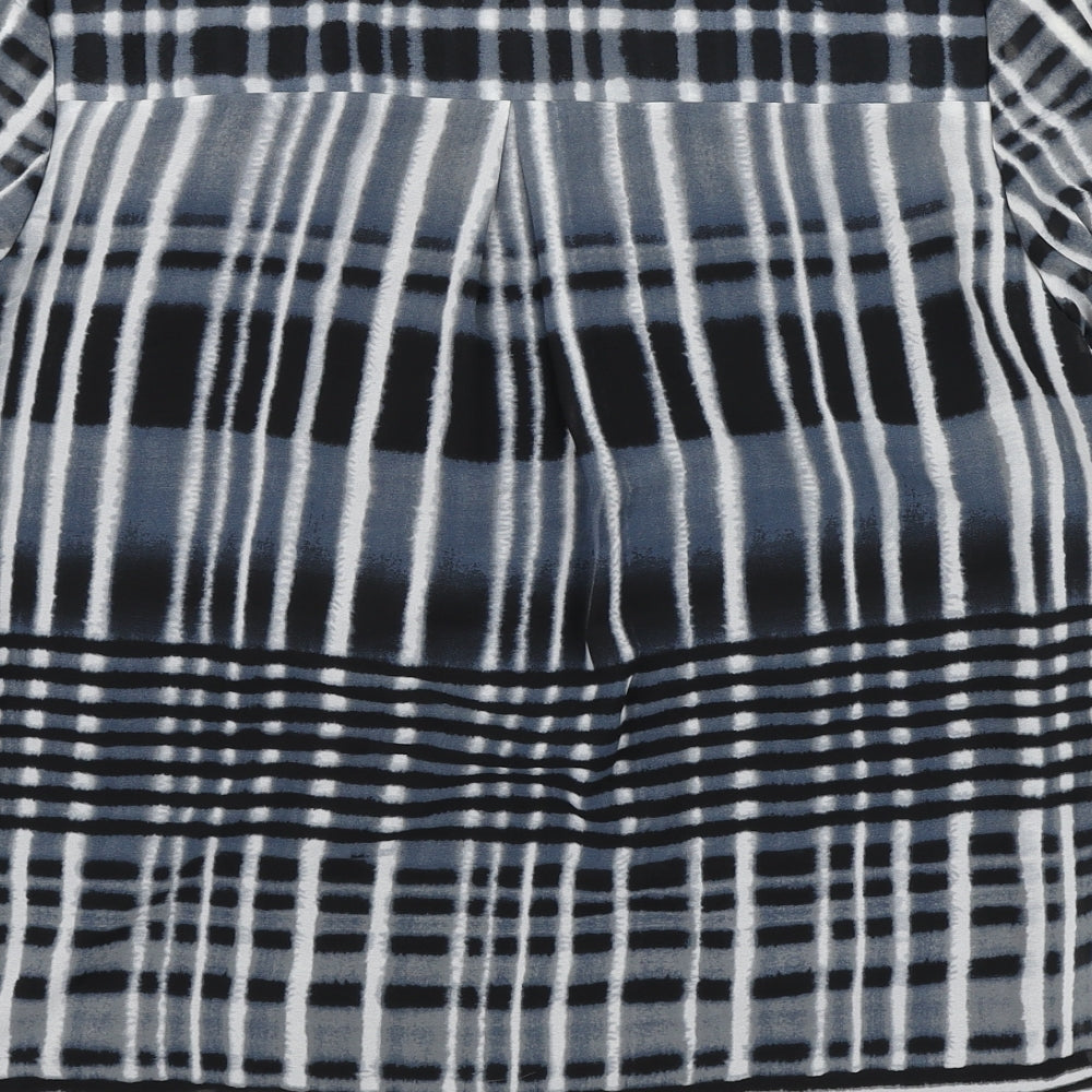 Celuu Womens Blue Geometric Polyester Basic Blouse Size 12 Round Neck