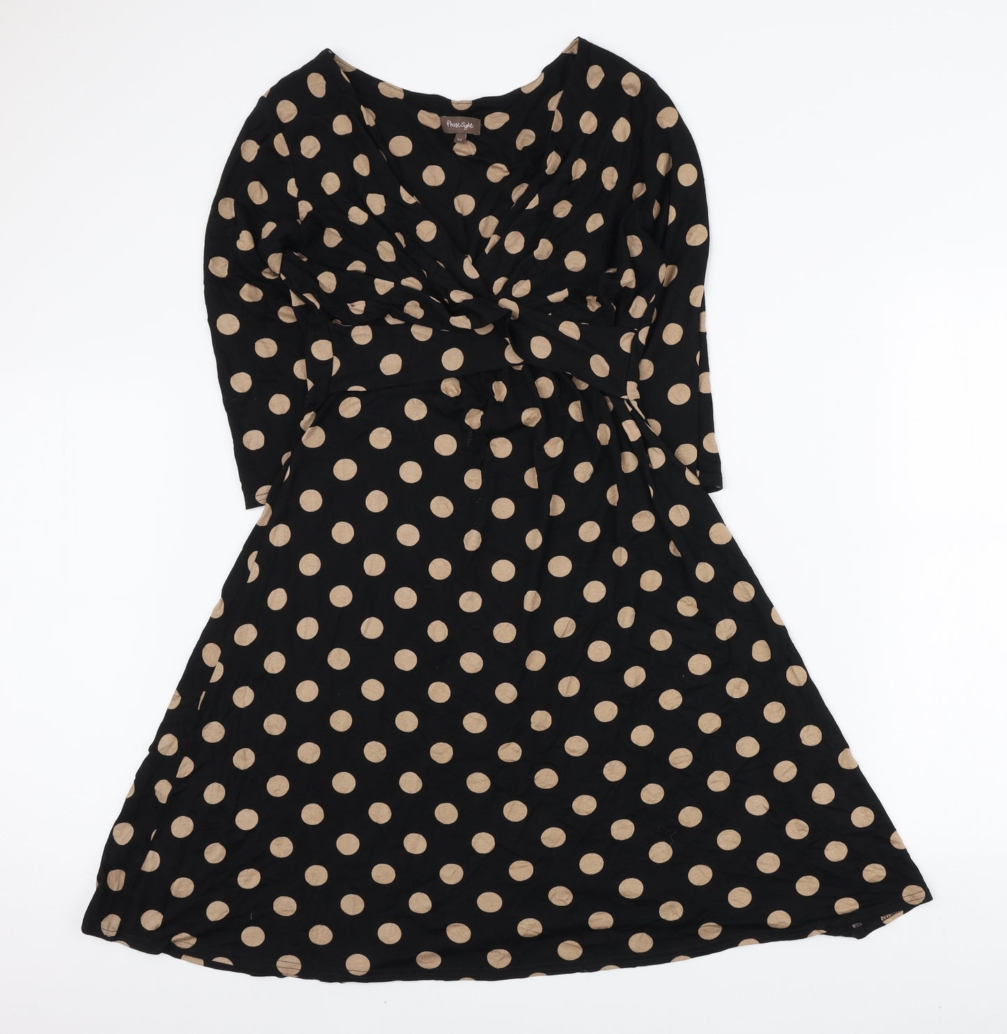 Phase Eight Womens Black Polka Dot Viscose A-Line Size 12 V-Neck Pullover