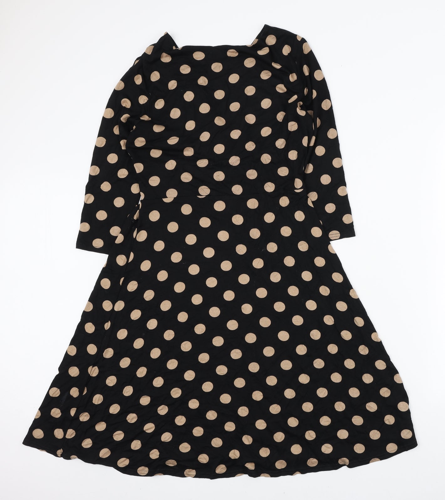 Phase Eight Womens Black Polka Dot Viscose A-Line Size 12 V-Neck Pullover