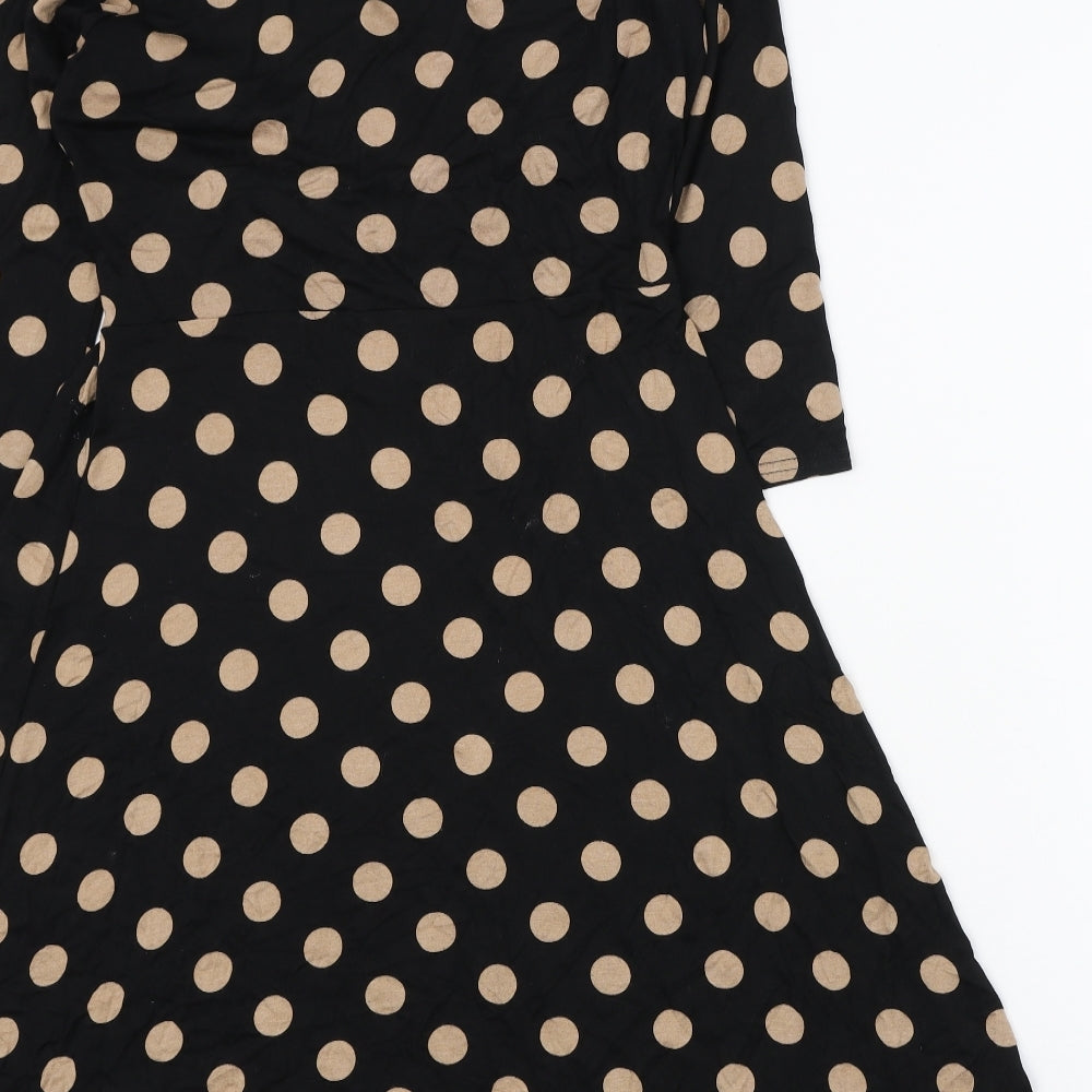 Phase Eight Womens Black Polka Dot Viscose A-Line Size 12 V-Neck Pullover