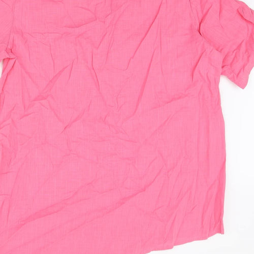 MissLook Womens Pink Polyester Basic T-Shirt Size L Round Neck - Asymmetric