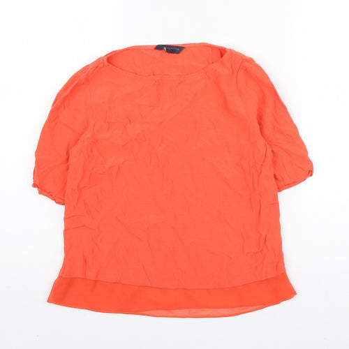 Marks and Spencer Womens Orange Polyester Basic T-Shirt Size 6 Round Neck