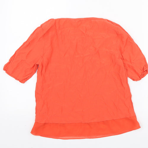 Marks and Spencer Womens Orange Polyester Basic T-Shirt Size 6 Round Neck