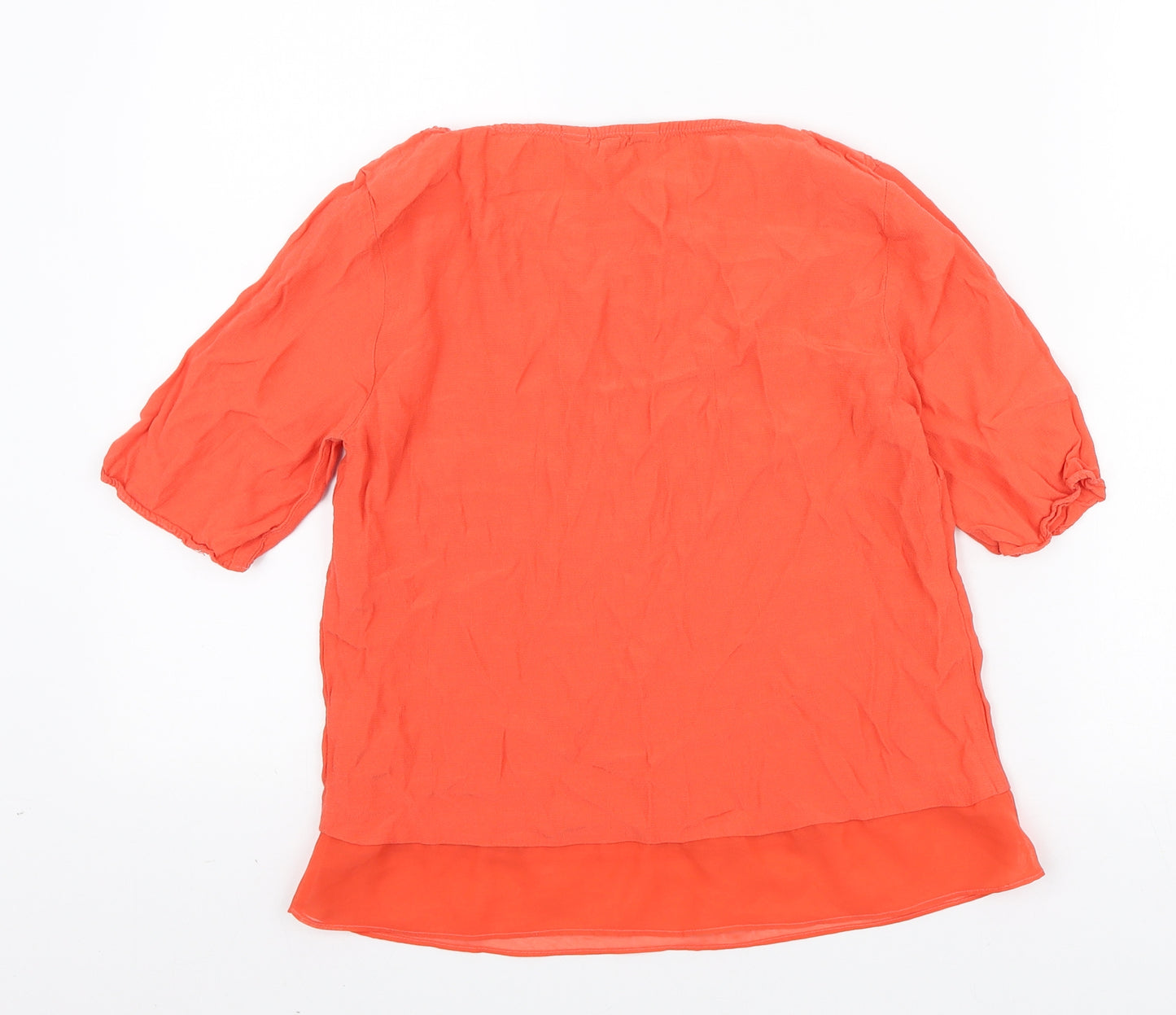 Marks and Spencer Womens Orange Polyester Basic T-Shirt Size 6 Round Neck