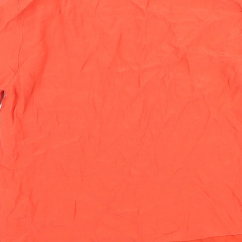 Marks and Spencer Womens Orange Polyester Basic T-Shirt Size 6 Round Neck