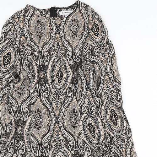 Glamorous Womens Multicoloured Paisley Viscose Mini Size XS Round Neck Zip