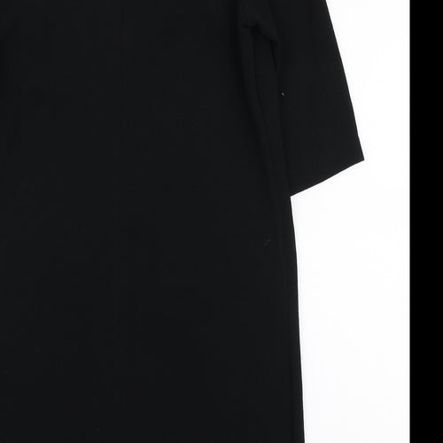Marks and Spencer Womens Black Polyester A-Line Size 12 V-Neck Button