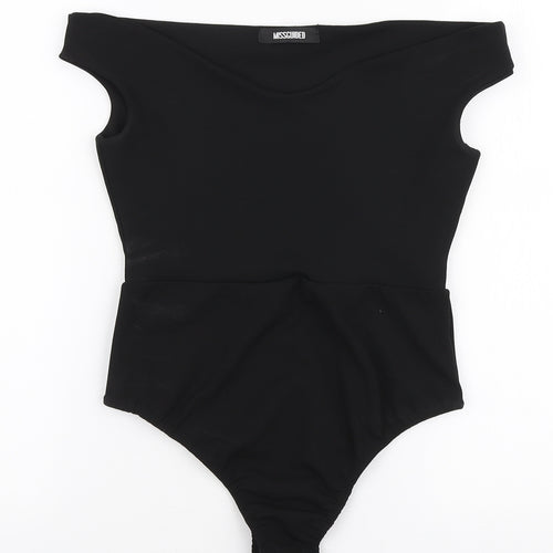 Missguided Womens Black Polyester Bodysuit One-Piece Size 10 Snap