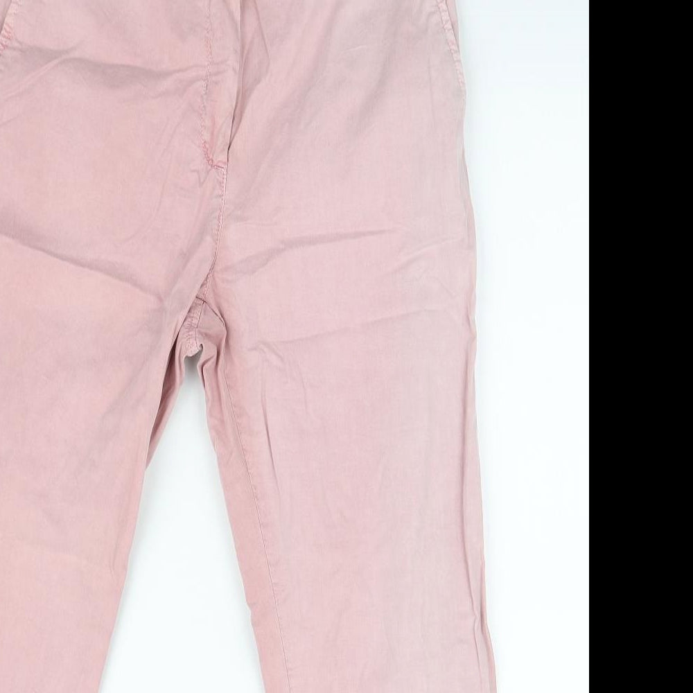 Marks and Spencer Womens Pink Cotton Chino Trousers Size 10 L25 in Regular Zip