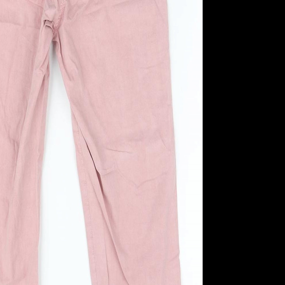 Marks and Spencer Womens Pink Cotton Chino Trousers Size 10 L25 in Regular Zip