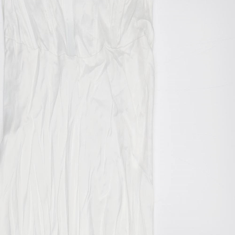 Zara Womens White Viscose Bodycon Size S Off the Shoulder Zip