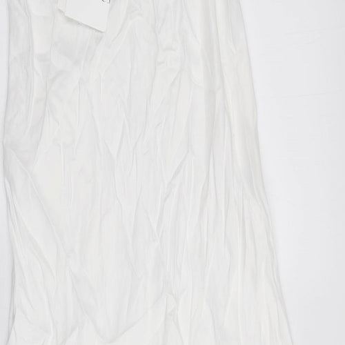 Zara Womens White Viscose Bodycon Size S Off the Shoulder Zip