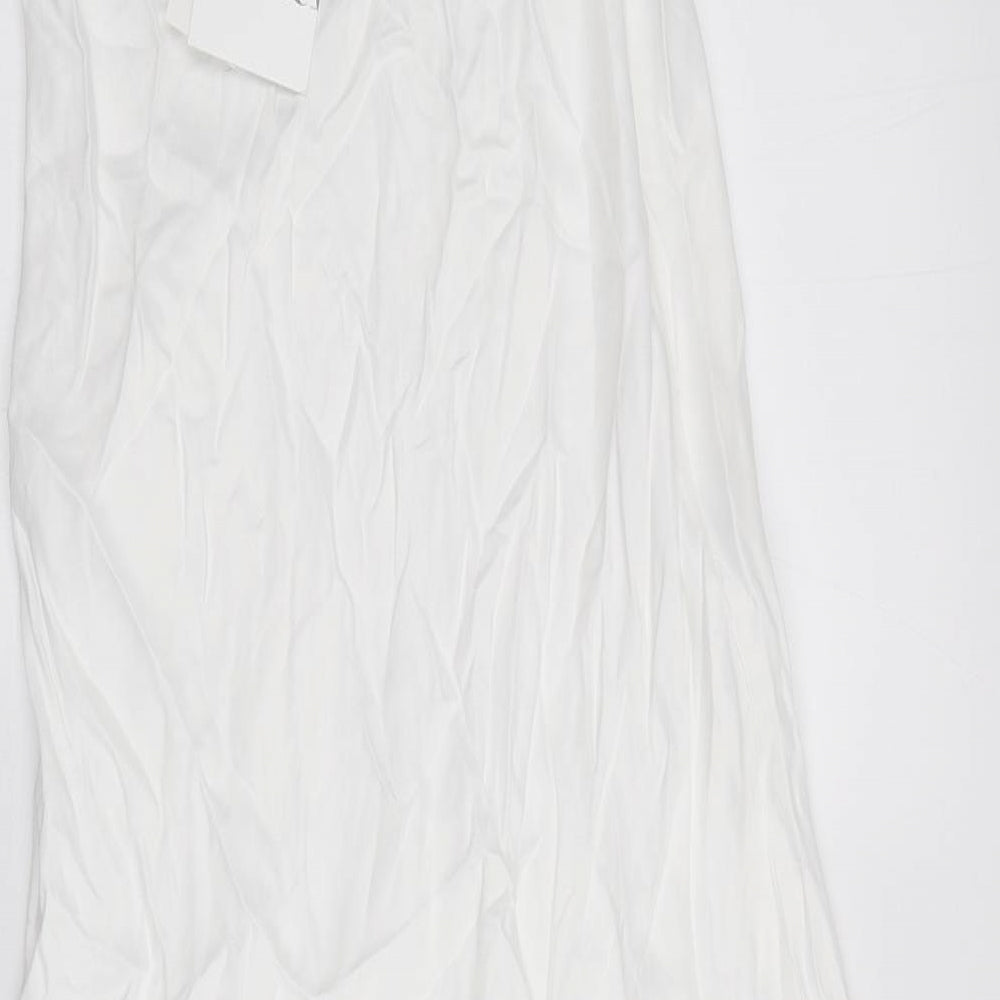 Zara Womens White Viscose Bodycon Size S Off the Shoulder Zip