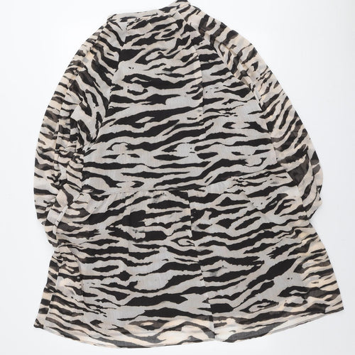 H&M Womens Ivory Animal Print Polyester Trapeze & Swing Size M Mock Neck Tie