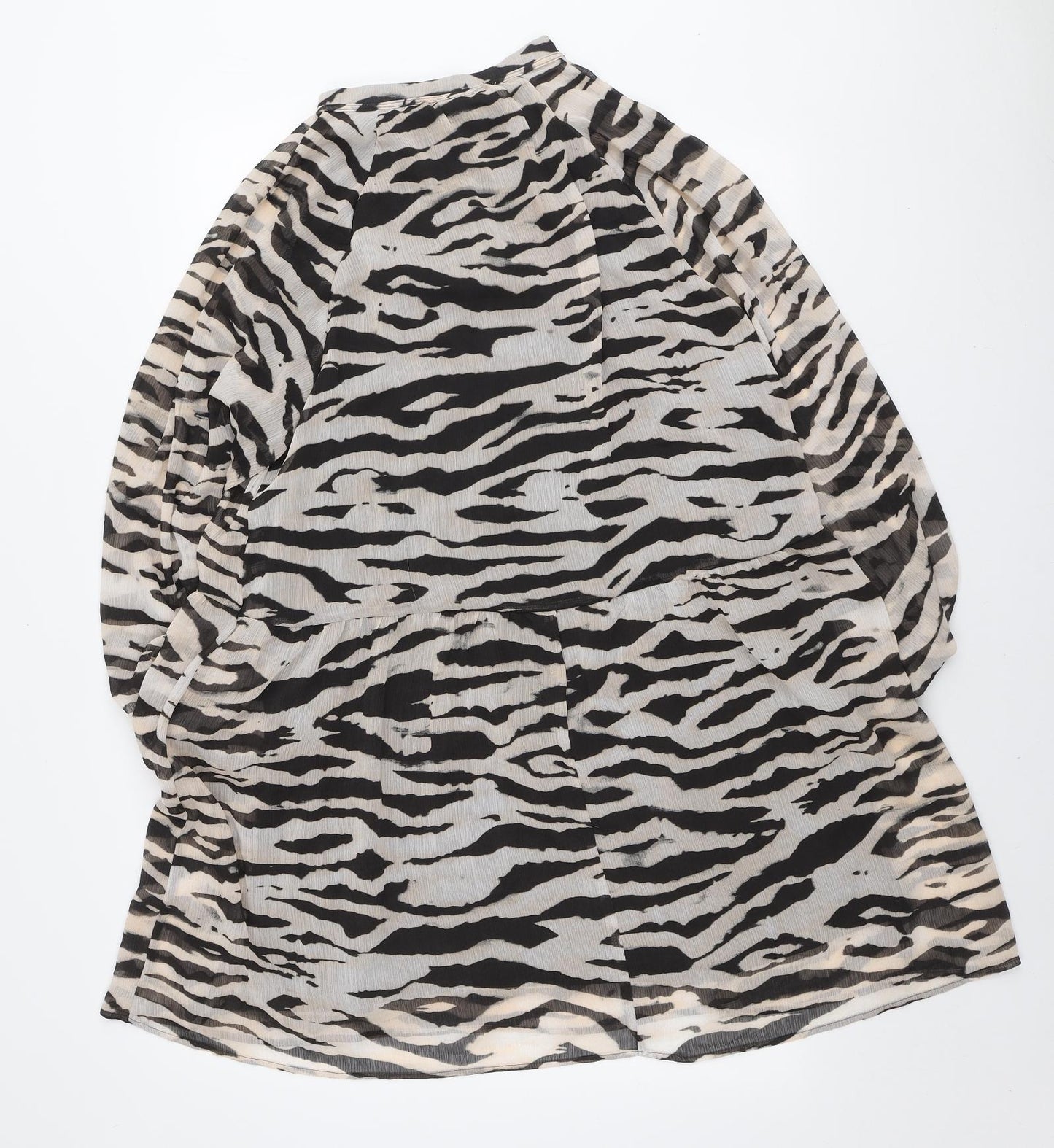 H&M Womens Ivory Animal Print Polyester Trapeze & Swing Size M Mock Neck Tie