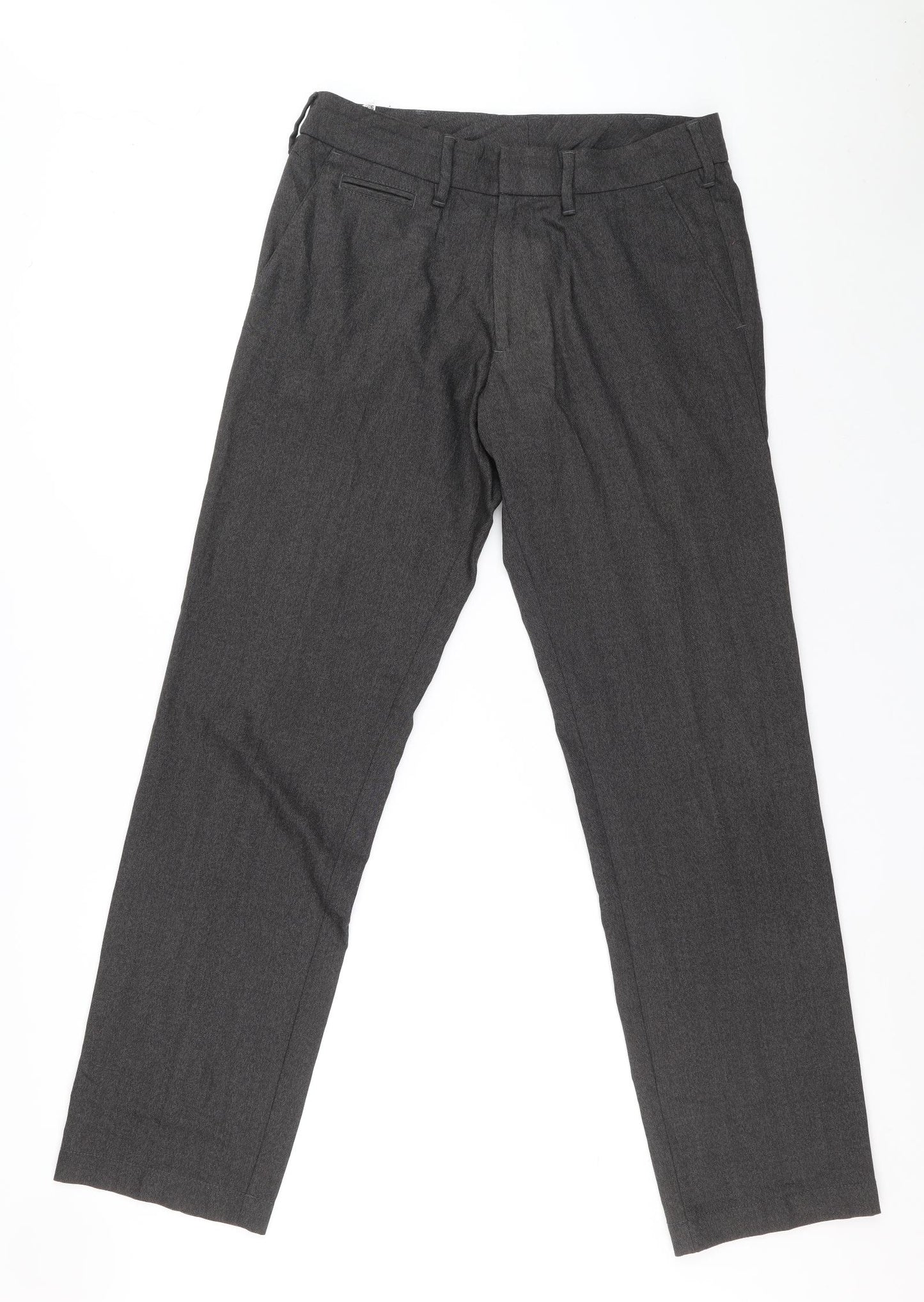 HUGO BOSS Womens Grey Wool Trousers Size 46 L32 in Regular Zip
