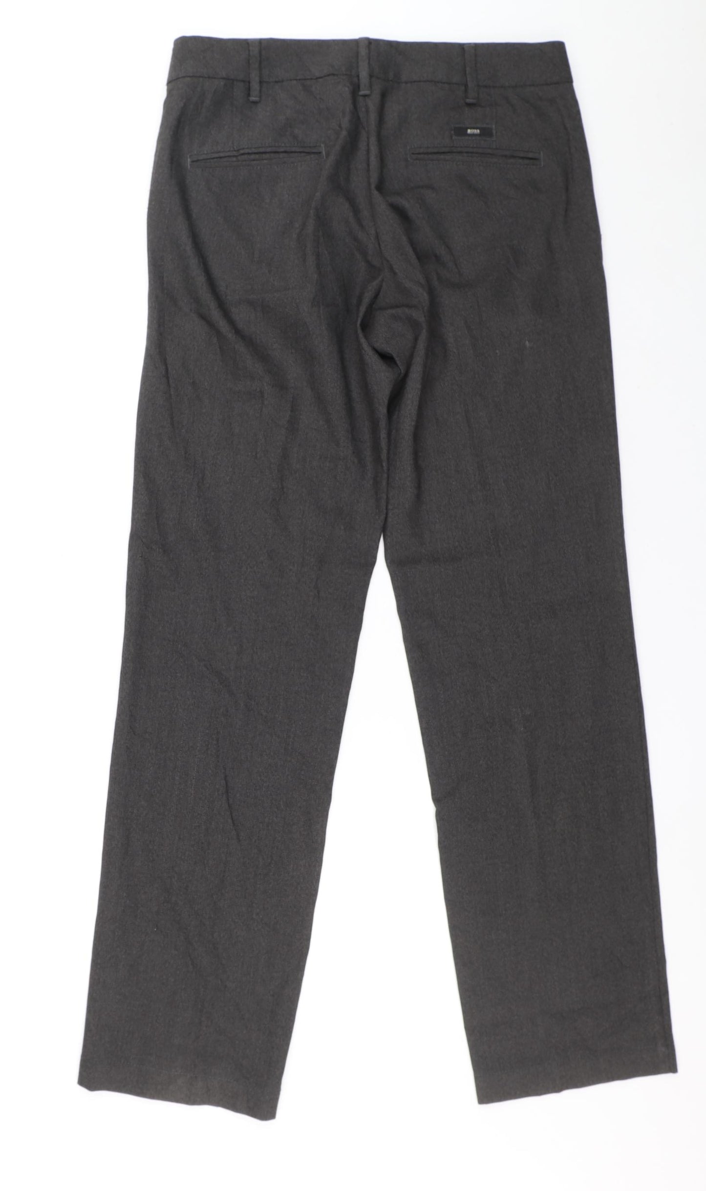 HUGO BOSS Womens Grey Wool Trousers Size 46 L32 in Regular Zip