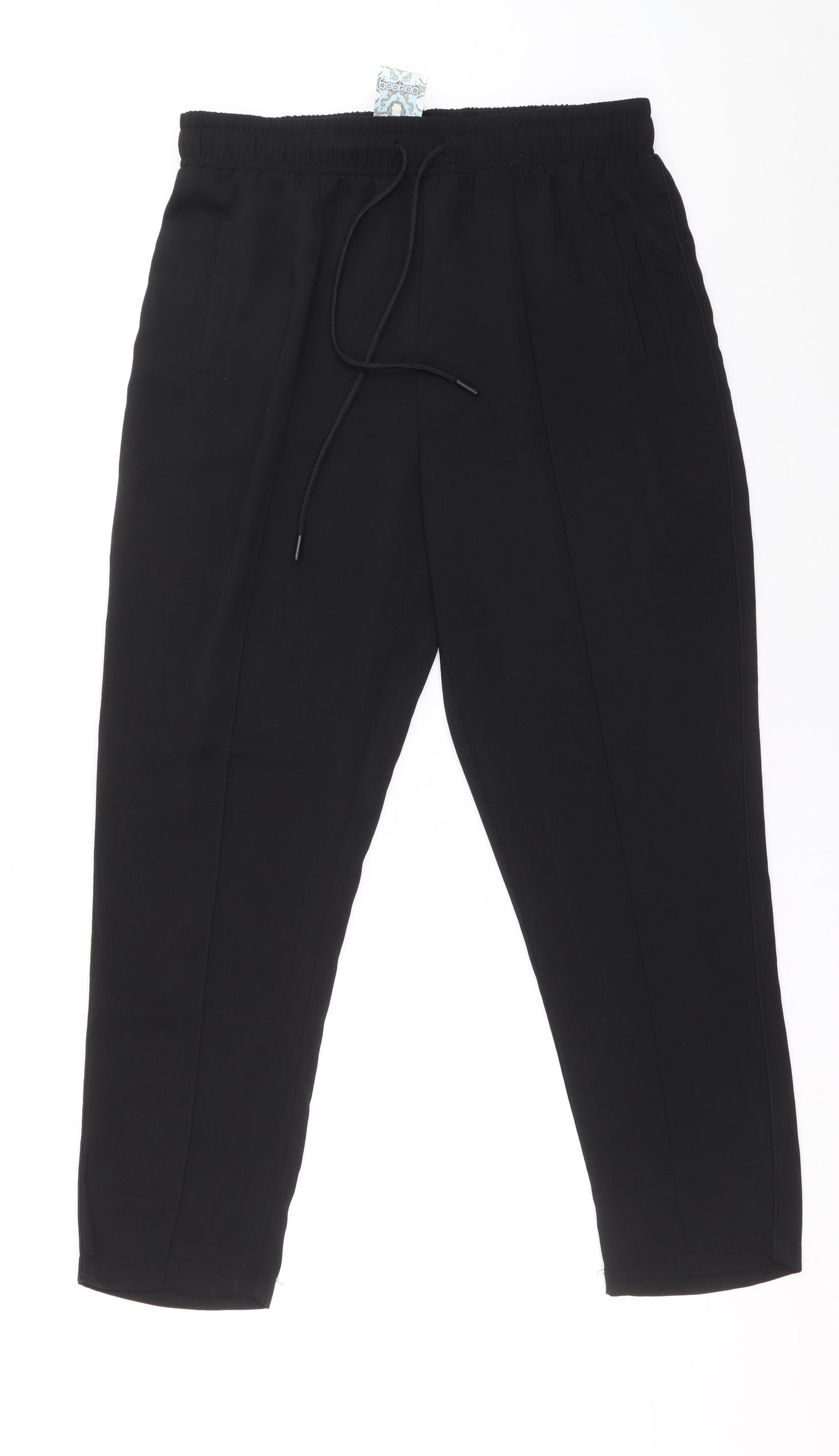 Boohoo Womens Black Polyester Carrot Trousers Size 14 L27 in Regular Drawstring