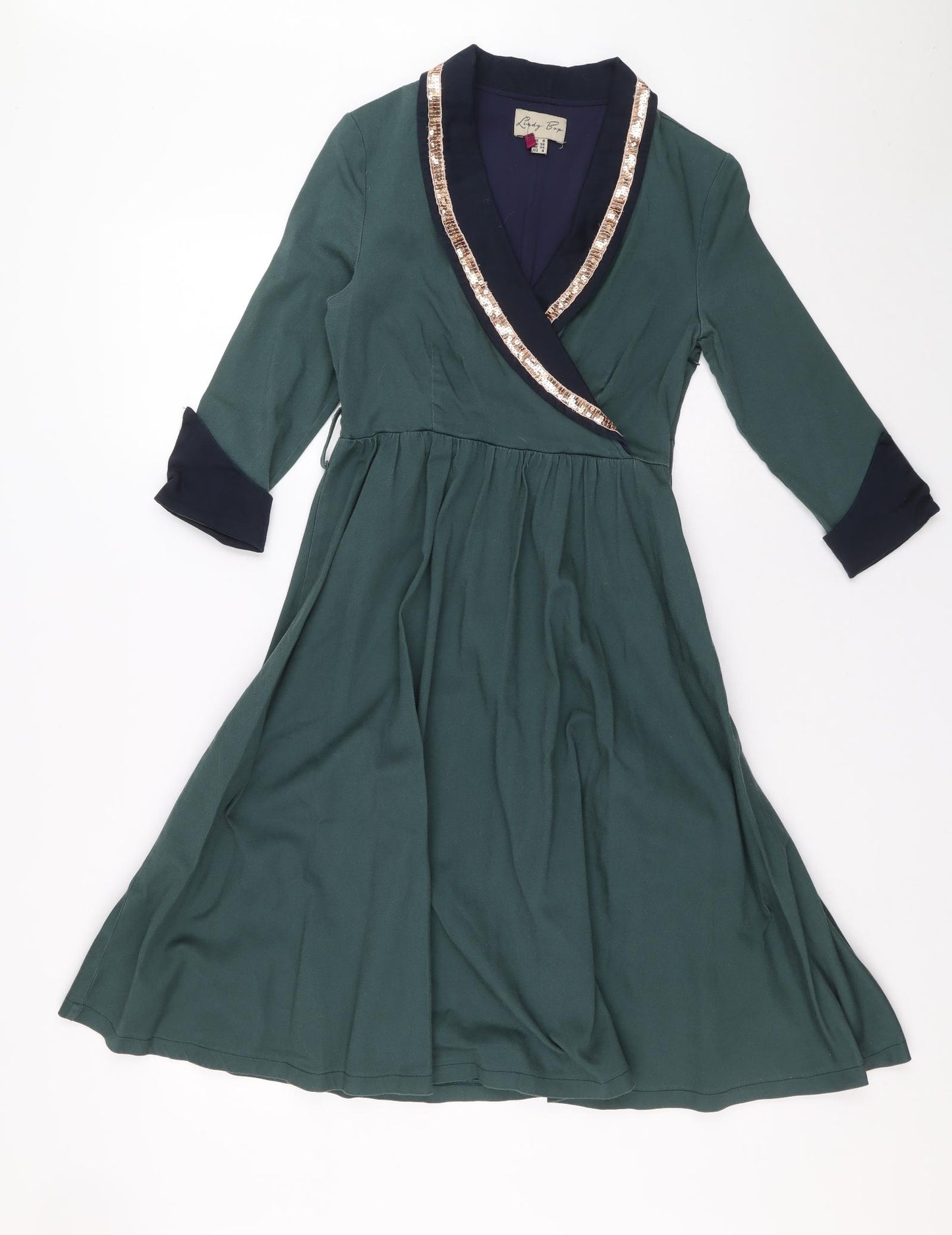 Lindy Bop Womens Green Coir A-Line Size 14 V-Neck Zip