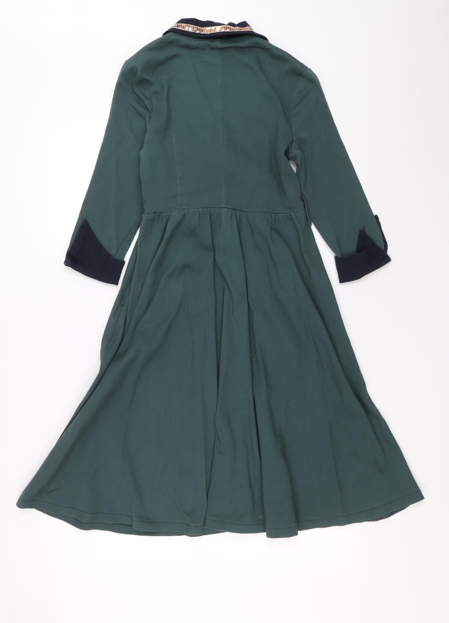 Lindy Bop Womens Green Coir A-Line Size 14 V-Neck Zip
