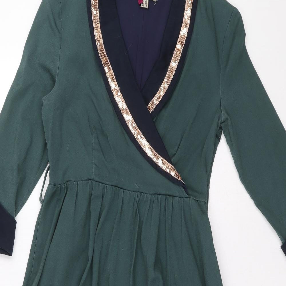 Lindy Bop Womens Green Coir A-Line Size 14 V-Neck Zip