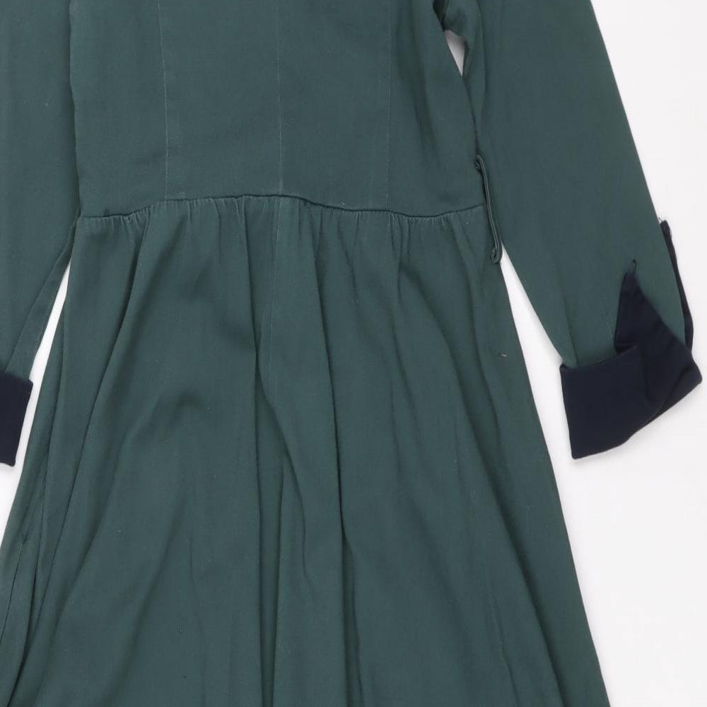 Lindy Bop Womens Green Coir A-Line Size 14 V-Neck Zip
