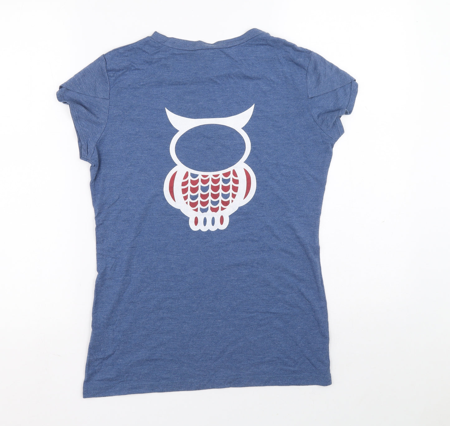 Ethal Austin Girls Blue Vinyl Basic T-Shirt Size 12-13 Years Round Neck Pullover - Owl