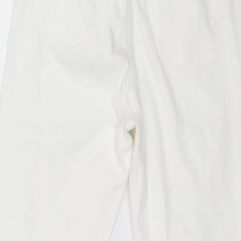 Stradivarius Womens White Cotton Wide-Leg Jeans Size 12 L22 in Regular Zip