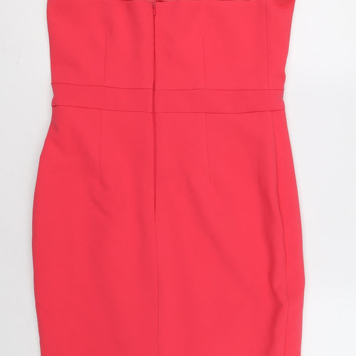 River Island Womens Pink Pencil Dress Size 12 Halter Zip