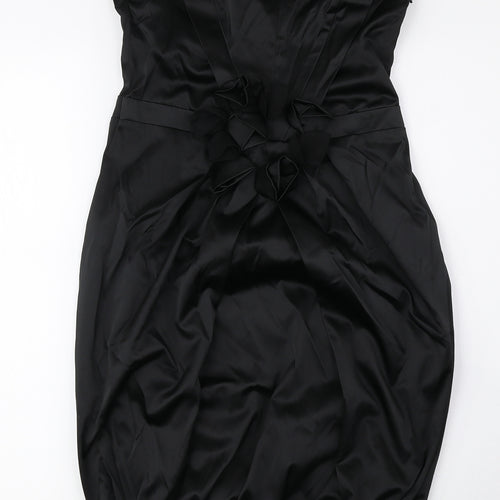 Kookai Womens Black Polyester Mini Size 12 Off the Shoulder Zip - Tie String