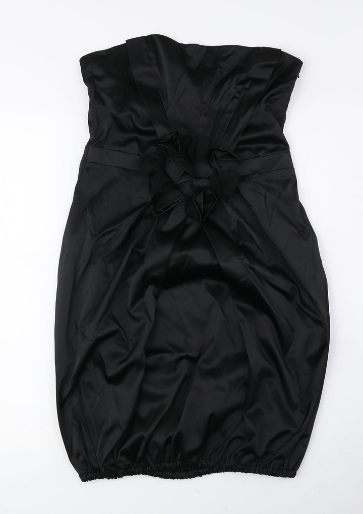 Kookai Womens Black Polyester Mini Size 12 Off the Shoulder Zip - Tie String