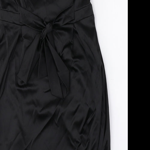 Kookai Womens Black Polyester Mini Size 12 Off the Shoulder Zip - Tie String