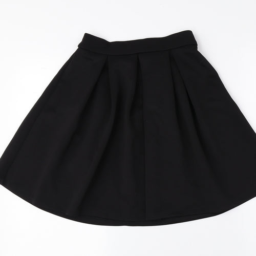 Miss Selfridge Womens Black Polyester A-Line Skirt Size 6 Zip