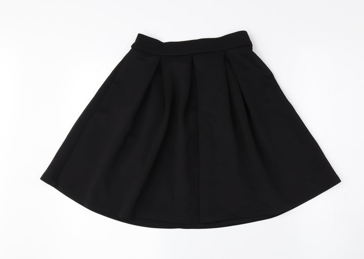 Miss Selfridge Womens Black Polyester A-Line Skirt Size 6 Zip