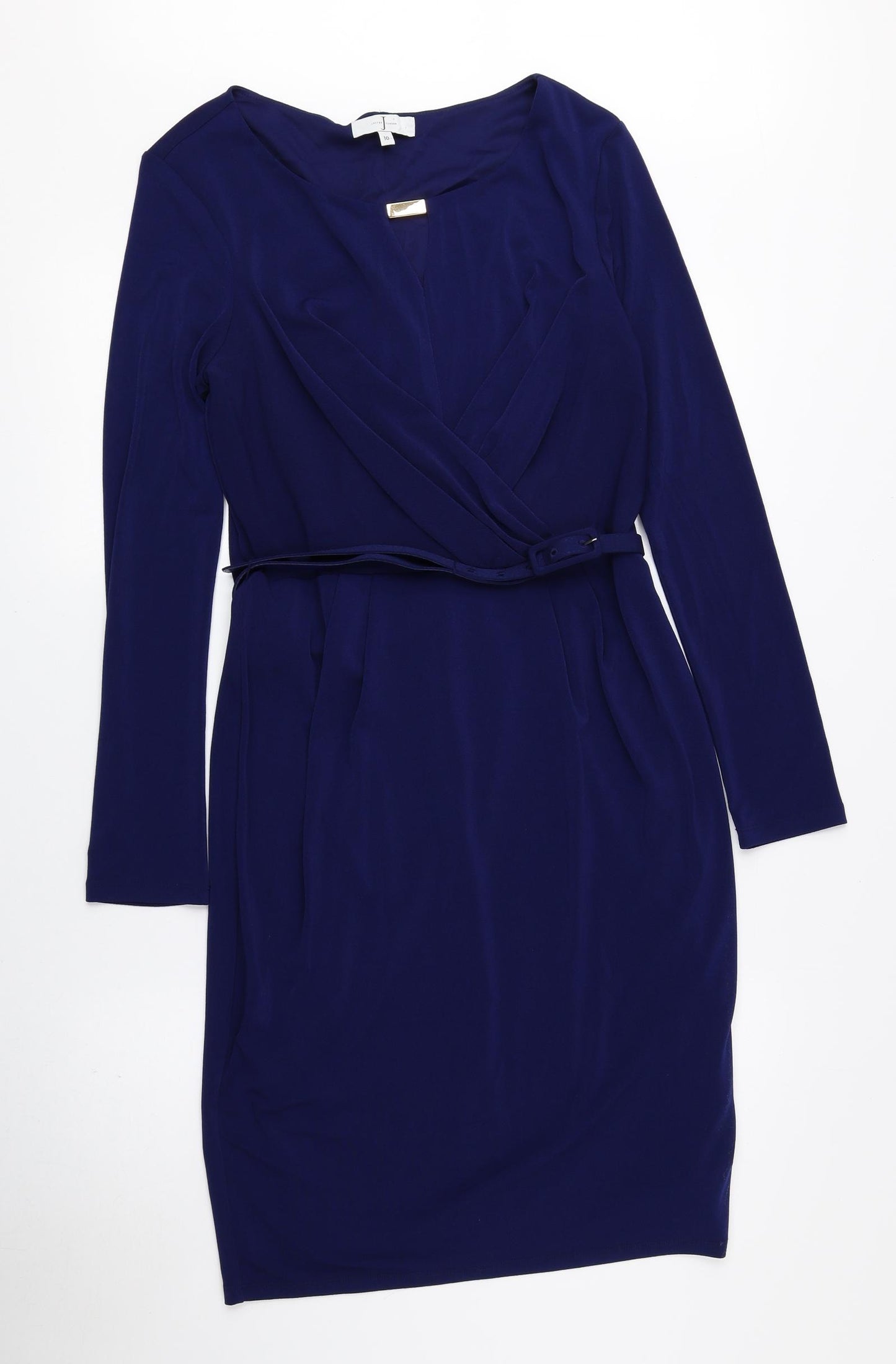 Jane Norman Womens Blue Polyester Pencil Dress Size 10 Boat Neck Pullover