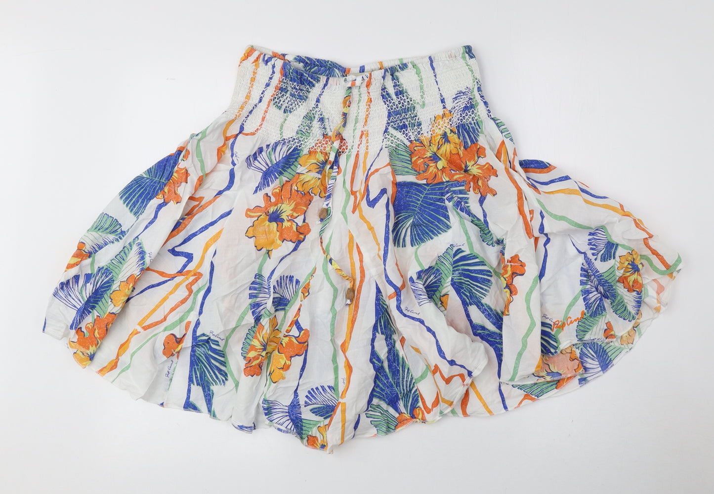RIP CURL Womens Multicoloured Floral Polyester A-Line Skirt Size 8 Tie