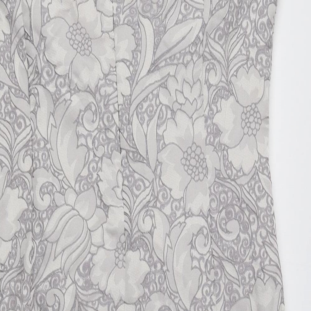 M&Co Womens Ivory Floral Polyester Pencil Dress Size 12 Boat Neck Zip