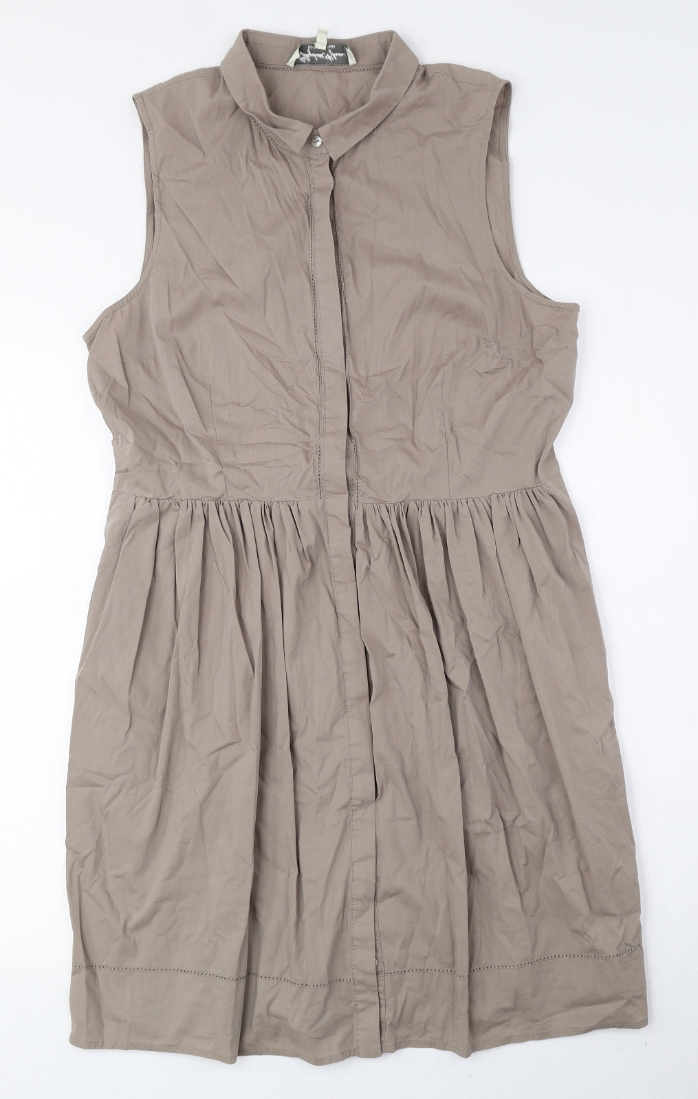 Elizabeth Klein Womens Brown Cotton A-Line Size 16 Collared Button - Tie String