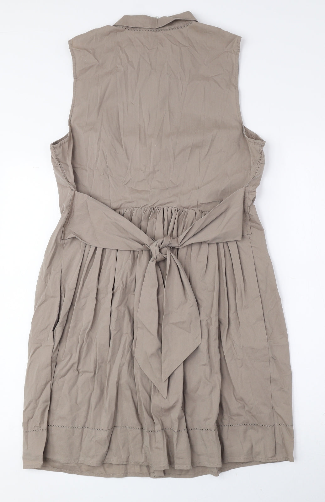 Elizabeth Klein Womens Brown Cotton A-Line Size 16 Collared Button - Tie String