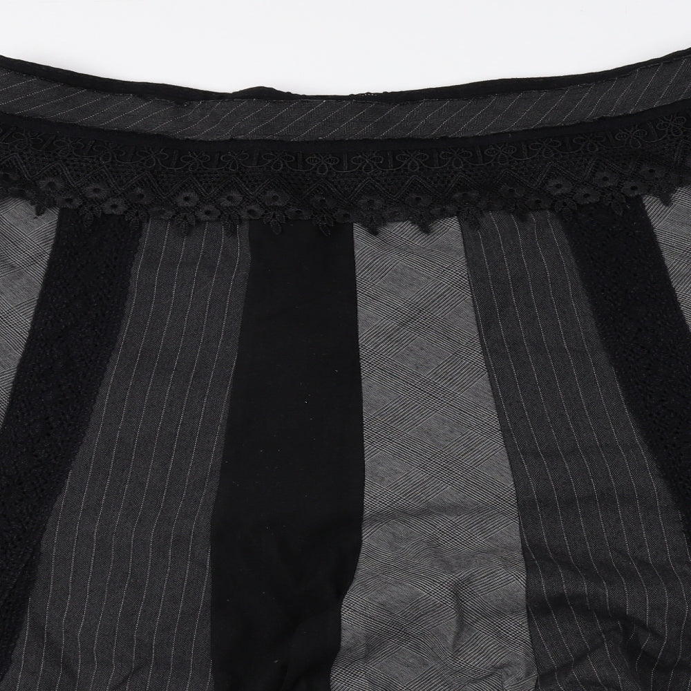 Per Una Womens Grey Striped Polyester A-Line Skirt Size 16 Zip