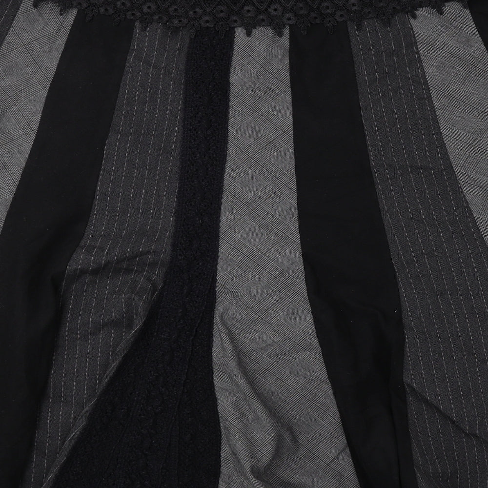 Per Una Womens Grey Striped Polyester A-Line Skirt Size 16 Zip