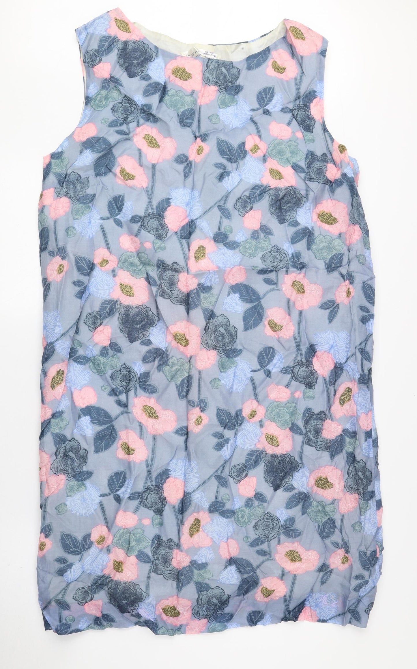 Preworn Womens Multicoloured Floral Polyester Sheath Size 22 Boat Neck Pullover