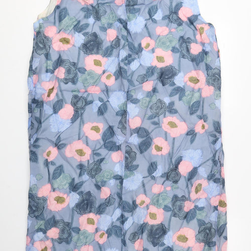 Preworn Womens Multicoloured Floral Polyester Sheath Size 22 Boat Neck Pullover